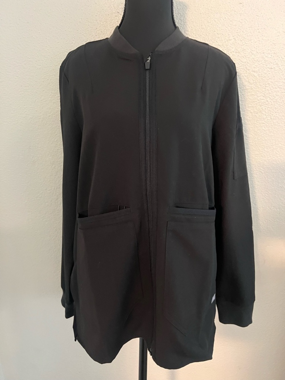 FIGS Black Medical Scrub Jacket with Logo Patch